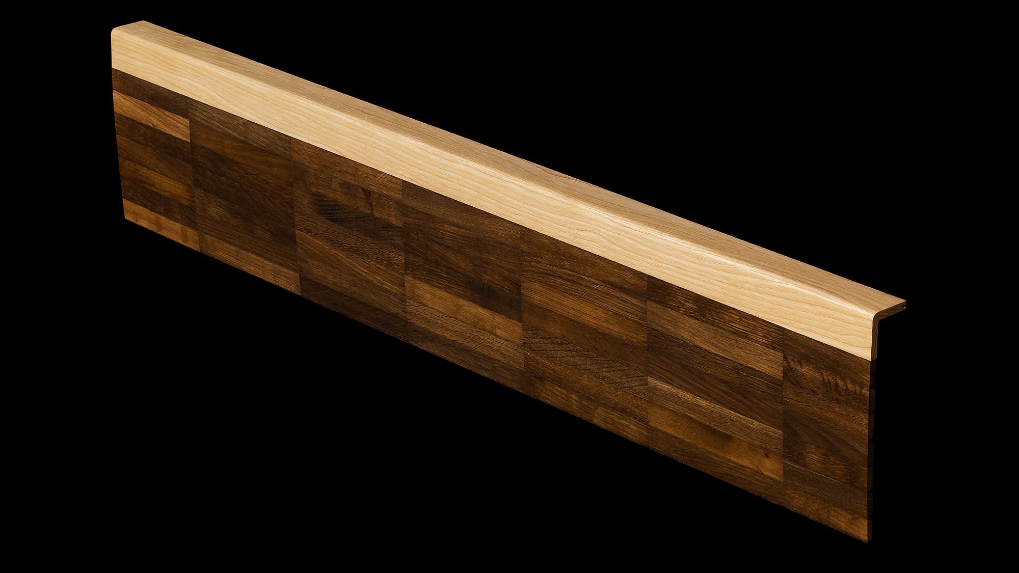 Sättsteg i rökt ek med liggande stavar